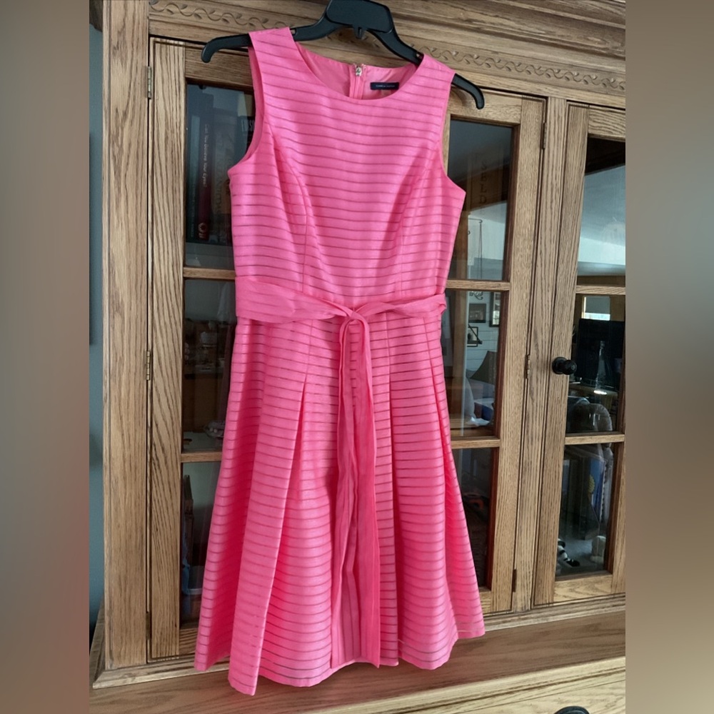 Tommy Hilfiger Illusion Stripe Tie Dress Pink Sz 6